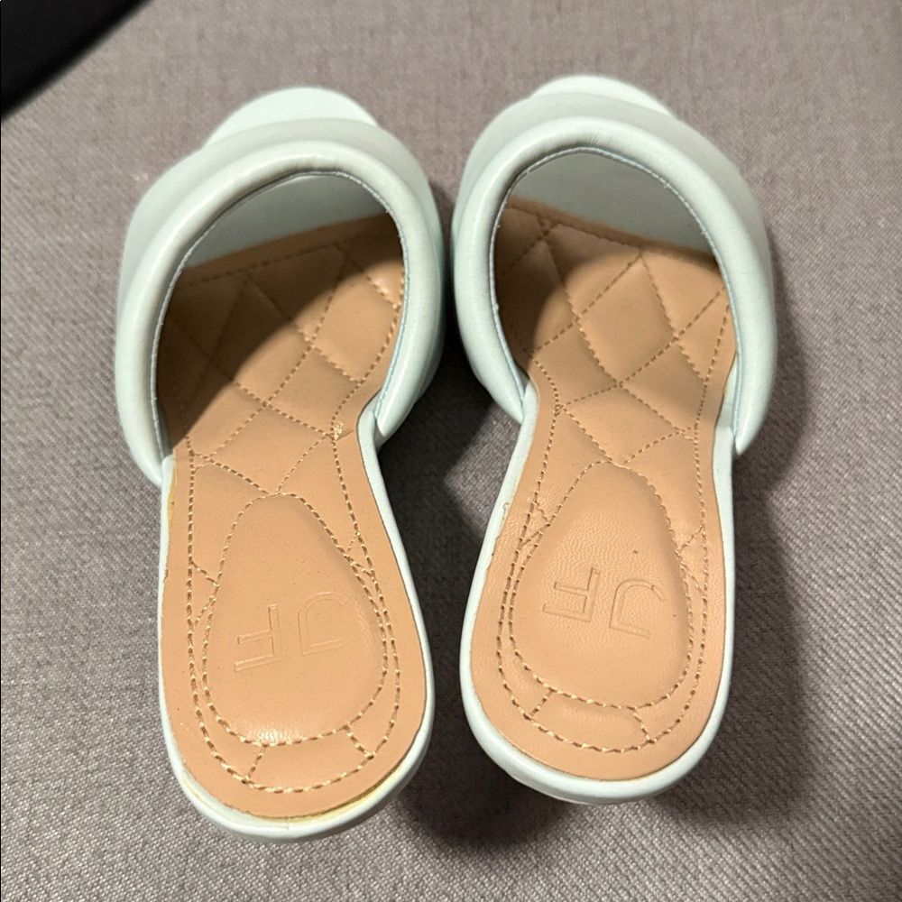 TEAL SANDAL WEDGES CUTE AND CHUNKY JUST FAB SIZE 7 - Picture 3 of 4